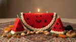 شمع موم عسل هندوانه بسته 3 عددی نیم دایره و مثلثی